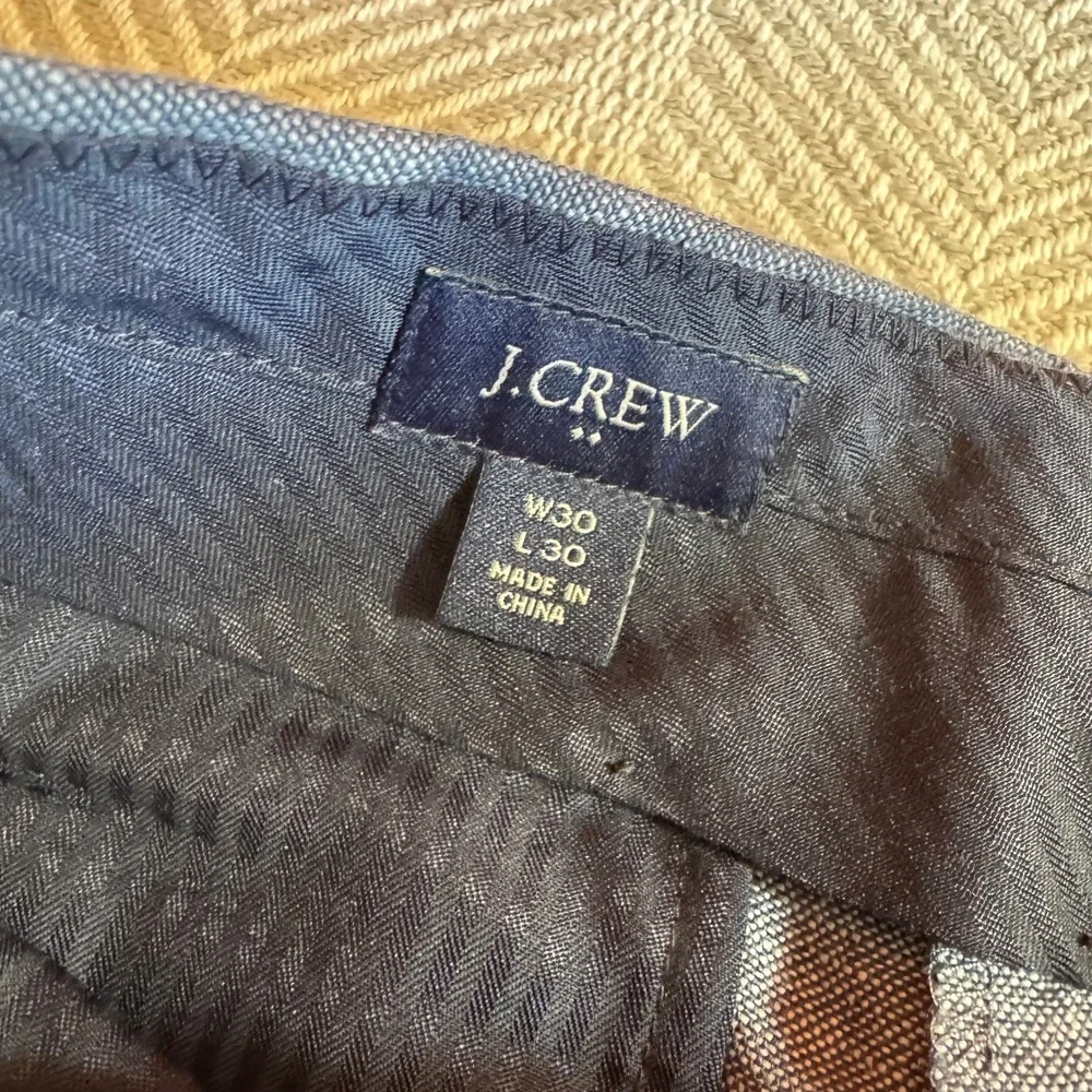 J. Crew Men's Linen Thompson Suit Pants, Straight Slim, Blue, 30x30